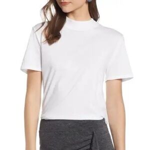 Something Navy Mock Neck Cotton Tee